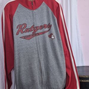 Vintage Rutgers Scarlet Knights Zip Up Sweater - Red and Gray